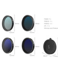 ND Filter And CPL Kit For DJI Osmo Action 5 Pro And Action 4 With 5 Pack FS ND8 ND16 ND32 Filters Snap On Lens Cover HD Optical Glass Multi Coated For True Color And Crisp Footage displayed in size dimensions.