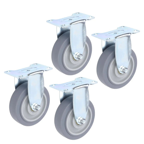 Built Like A Tank 4 Inch Rigid Caster Wheel Set With Reinforced Steel Brackets And Durable Thermoplastic Rubber Treads