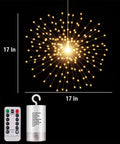 Dope 200 LED Hanging Sphere Lights Battery Operated Starburst Fairy Lights with copper wire and remote control.
