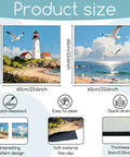 Coastal Beach Vibe Washer And Dryer Dust Covers 2 Pack 23.6x23.6 Inch Top Protector Pads with lighthouse and seagull design.