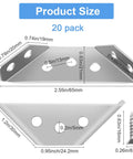 Heavy Duty Stainless Steel Furniture Corner Brackets With Screw Kit Rock Solid Angle Connectors dimensions chart for 20 pack.