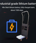 Must-Have Electric Stair Climbing Dolly With Powered Tracks And Four Wheels For Moving Heavy Furniture Safely Up Or Down Any Stairs Made Simple With Smooth Motorized Control featuring an industrial grade lithium battery.