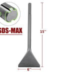 15 Inch Long SDS Max Tile Removal Chisel With 6 Inch Wide Shank Beefy 40Cr Steel Jackhammer Bit Built For Demolition