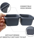 42 Pack Tool Box Organizer With Interlocking Tray Dividers For Drawer, grey, close-up of connectible hook and anti-slip design.