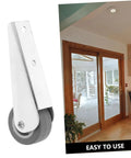 Pro Grade Barn Door Roller Hardware Replacement Kit Featuring Heavy Duty Directional Caster Wheels Built Different Smooth Operator Glide System, showing metal roller wheel.
