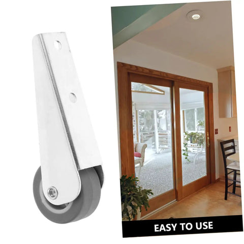 Pro Grade Barn Door Roller Hardware Replacement Kit Featuring Heavy Duty Directional Caster Wheels Built Different Smooth Operator Glide System, showing metal roller wheel.