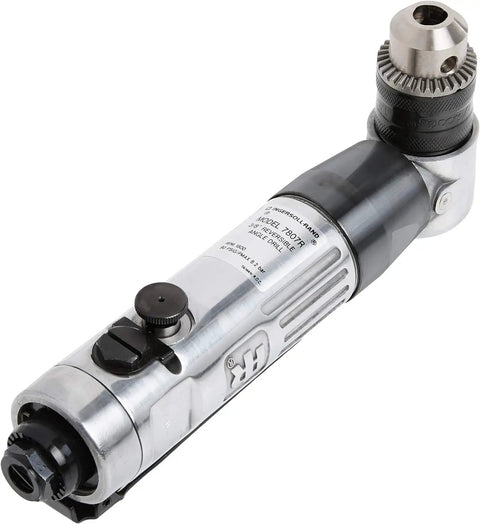 Three Eighths Inch Reversible Air Angle Drill For Service Work With Standard Duty Power, showing Jacobs Multi-Craft Chuck and grease plug