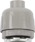 Heavy Duty Liquid Tight Connector 1/2 Inch Straight 180 Degree No Sweat Install Steel Plastic Conduit Fitting Solid Grip 150 Pack top view showing manual spin lock design.