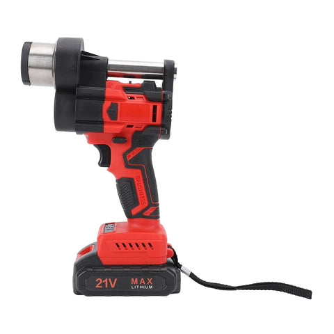 Cordless Drain Cleaner With 21V Brushless Motor And 7M Flexible Pipe For Stubborn Bathroom And Kitchen Sink Blockages side view with battery
