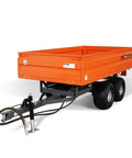 2 Ton Hydraulic Dump Cart With Tail Light For Farm And Garden Beefed Up Heavy Duty Dump Dumper Trailer Mechanical Trailer For Gravel Sand Soil Debris DT4X8 Model Quick Lift And Effortless Unloading in orange with black wheels