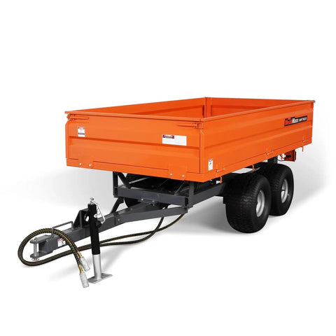 2 Ton Hydraulic Dump Cart With Tail Light For Farm And Garden Beefed Up Heavy Duty Dump Dumper Trailer Mechanical Trailer For Gravel Sand Soil Debris DT4X8 Model Quick Lift And Effortless Unloading in orange with black wheels