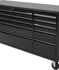 Beefy 72 Inch Rolling Tool Chest On Wheels With 15 Drawers, Mobile Tool Cabinet With Locking System, Drawer Liners, 18 Inch Deep Wood Top, Heavy Duty Storage For Garage, Shop, Warehouse, Black