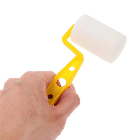 No Sweat Home Painting Kit Featuring Quick Coverage Sponge Rollers Combined With Versatile Bristle Brushes Designed For Smooth Wall Application And Relaxed Weekend Renovations - handheld sponge roller with yellow handle