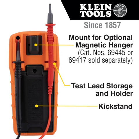 Auto Ranging TRMS Digital Multimeter MM420 Pro Grade with test lead storage and kickstand visible