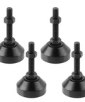 Set Of 4 Beefy Adjustable Furniture Leveling Feet With M8 Threads In Black Aluminum For Desks Tables And Cabinets 1.57 Inch Base Diameter