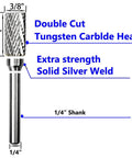 Beefed Up Pro Grade Tungsten Carbide Rotary Burr Set For Die Grinders One Quarter Inch Shank SB Three Double Cut Bits tool