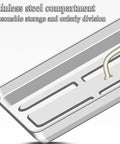 Interior stainless steel compartment of Beefy Stainless Steel Toolbox With Dual Lock Portable Tool Storage Organizer