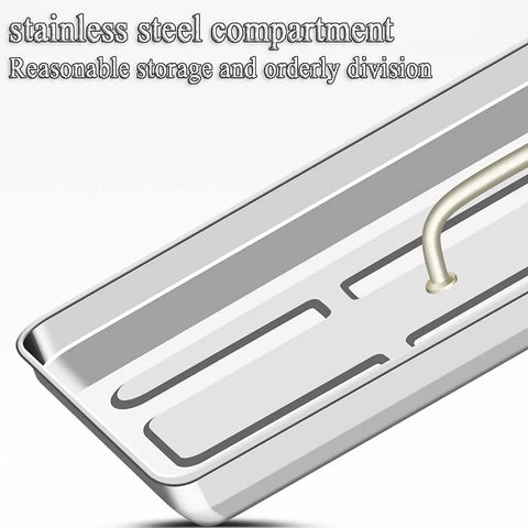 Stainless steel compartment from Hella Durable Waterproof Stainless Steel Tool Box With Dead Simple Dual Latches And Detachable Storage Tray.
