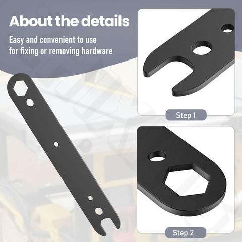 Two Pack N506977 Table Saw Wrench Spanner Set for fixing hardware, heavy duty black oxide coated spanners.