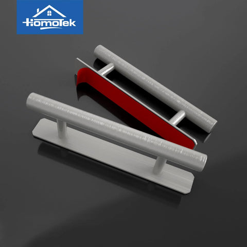 Set Of Four Self Adhesive Sliding Closet Door Handles No Drill Brushed Stainless Steel Five Inch Stick On Cabinet And Drawer Pulls