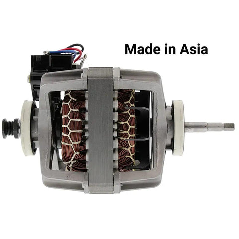 Dryer Motor DC31-00055G Replacement for Most Electric Clothes Dryers, front view in black, Made in Asia label visible.