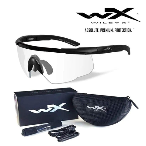 Kickass Safety Glasses With Swappable Polycarbonate Lenses And Wraparound Shield in matte black, includes case and accessories.