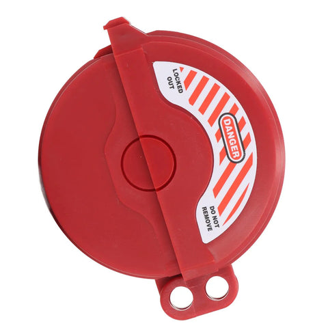 2 Pack Ball Valve Lockout Device Heavy Duty Padlock Gate Valve Safety Hasp Fits One To Two Inch Water Pipes Dual Locking Holes in red.