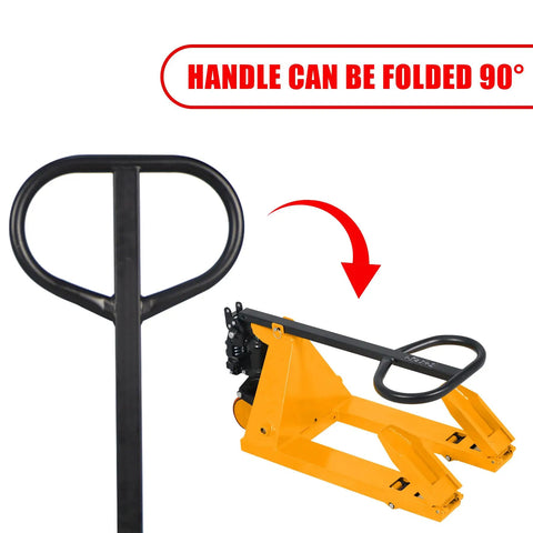 Mini Game Changer Pallet Jack With No Sweat Foldable Handle And Forks, 2200 Lb Manual Hand Truck Built For Tight Squeeze And Smooth Floor Glide, Quick Step Lever Lift Operation
