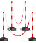4 Pack Traffic Delineator Posts And Cones With Fillable Bases Beefy Heavy Duty Expandable Safety Barrier Kit With 8 Foot Plastic Chain