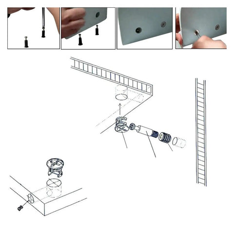 Assembling 50 Pack Straight Up Heavy Duty 15X12MM Cam Fitting Dowel Kit With Preinserted Nut Joint Connector for furniture.