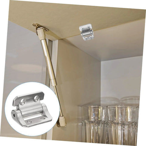 TOPPERFUN cabinet door hinge, silver metal self-closing; installed on cabinet edge, side view with close-up inset.