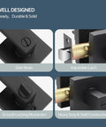 Six Pack Privacy Door Handles Black No Keys For Bedroom And Bathroom Interior Levers Modern Square Door Knobs Details
