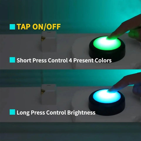 Remote Controlled 6 Pack LED Hockey Puck Lights Battery Powered Wireless Under Cabinet And Baseboard Illumination Dimming