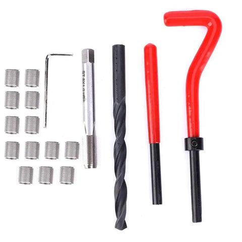Stainless Steel M8x1 Thread Repair Kit 20 Pcs For Damaged Threads Heavy Duty Thread Inserts For Metal And Plastic Easy Install Pro Grade Repair For Stripped Threads with inserts and tools