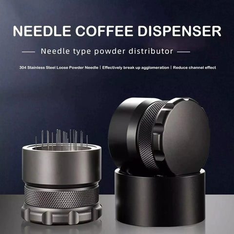Pro Level Needle Coffee Tamper And Espresso Bed Leveler With Rock Solid Aluminum Grip and Rust Proof Steel, side view.