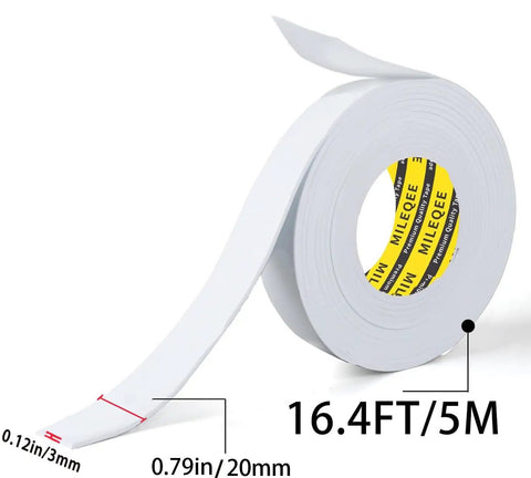Top Shelf Eva Foam Tape White Super Sticky Cushion Roll Weatherproof Sealing Strip Heavy Duty Gasket for door windows, 16.4FT.