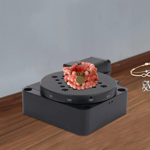 High Precision 360 Degree Motorized Rotation Stage With 100mm Bearing Rotary Table And Worm Gear Transmission on desk