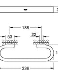 Technical diagram of Durable StarLight Coated Bathroom Grab Bar With Smooth Edges And Gentle Curves Easy To Clean Finish Complements Faucets
