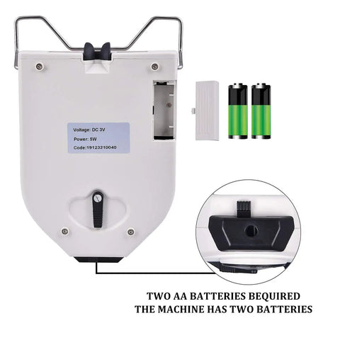 Optical Digital Pupilometer PD Meter With LCD Display showing battery compartment and AA batteries, white finish