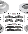 Ram 3500 Pickup SRW Coated Disc Brake Rotors And Galvanized Pads Replacement Kit, 2019-2025, shown with components and fittings.