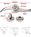 Top Shelf Zinc Alloy Lid Lift Supports With Zero Drag Soft Close Action, Heavy Duty Hardware For Cabinet Doors, dimensions and design details.