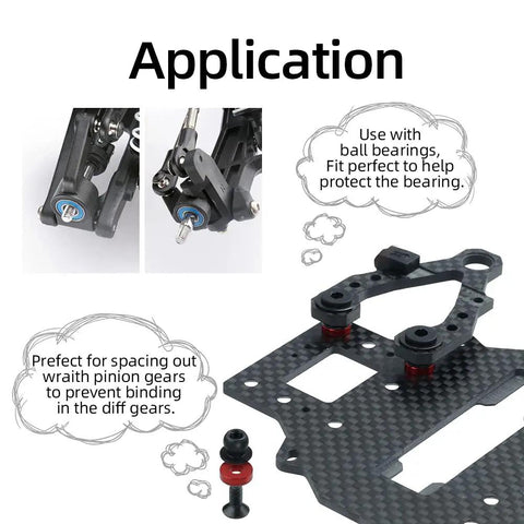 Top Shelf PTFE Coated Nylon Washers 5X8X0 5Mm Set Of One Hundred Pieces For Traxxas Rc Cars used to space bearings and prevent binding.