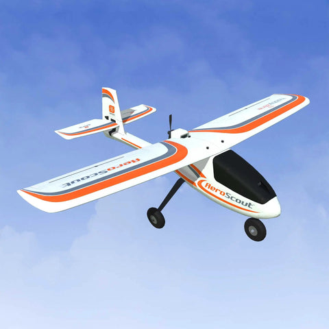 Trainer Edition RC Flight Simulator With SLT6 Controller RFL1211 plane model in flight against blue sky background