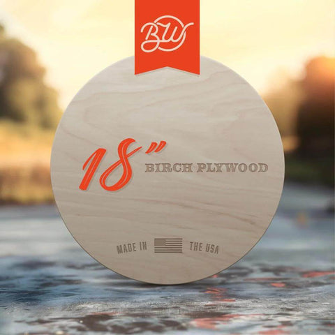 18-inch birch plywood wood round, 1/4-inch thick, for crafts, signs, painting; Made in USA; 1 pack.