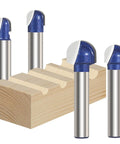 4 Pack Cove Router Bit Set With One Quarter Inch Shank Core Box Round Nose Milling Cutter For Woodworking Solid Carbide