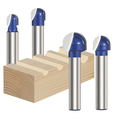 4 Pack Cove Router Bit Set With One Quarter Inch Shank Core Box Round Nose Milling Cutter For Woodworking Solid Carbide