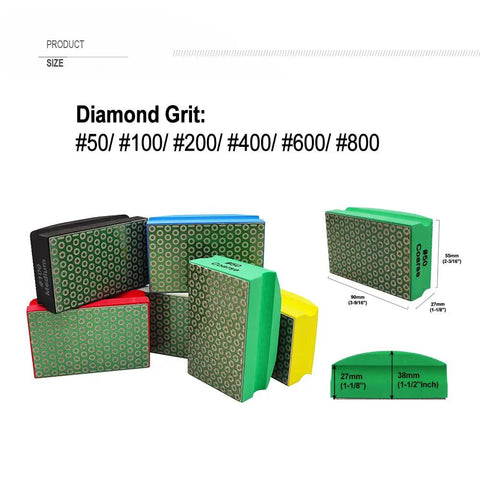 Electroplated Diamond Hand Polishing Pads Foam Back 6-Piece Set with grit levels 50 to 800 for granite and stone surfaces