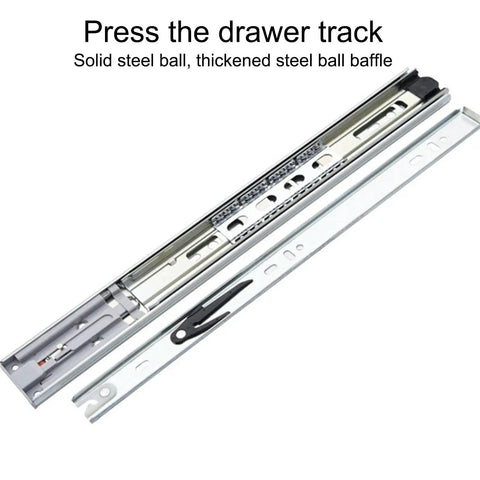 10 To 22 Inch Full Extension Drawer Slides Rail Heavy Duty Soft Close Ball Bearing Track, steel build and section view