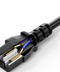Close-up of black 3-prong replacement power cord showing internal wires, suitable for electric pressure cookers and kitchen appliances.