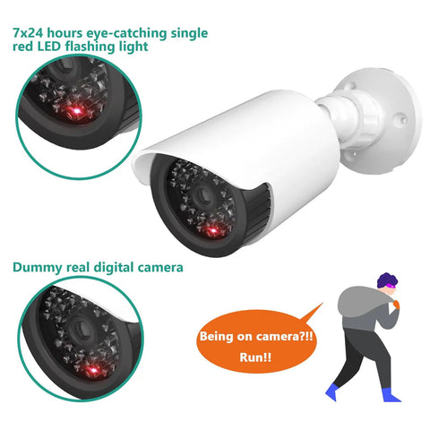 Two Pack Fake Security Camera Dome With LED Light Realistic Dummy CCTV Look For Indoor And Outdoor Use No Motorized Pan Includes Security Alert Stickers And Decals White Budget Friendly Easy Install For Home Or Office Security